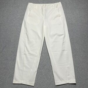 Wendy Trendy White Barrel wide‎ Leg Trousers Made in Italy Cotton Blend Size M